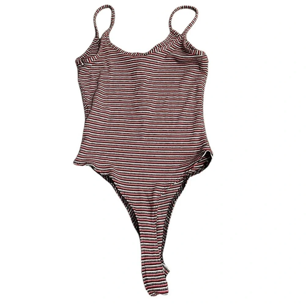 Garage Red, Blue, and White Stripes Body Suit Sleeveless Small - Picture 8 of 8